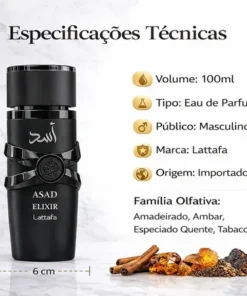 Perfume arabe lattafa asad elixir - 100ml - Original